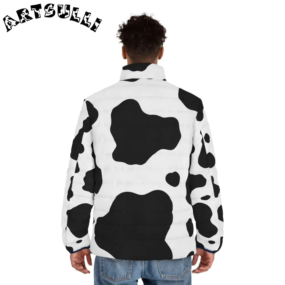 JAKKOUTTHEBXX Black and White Cow Print Puffer Jacket JAKKOUTTHEBXX