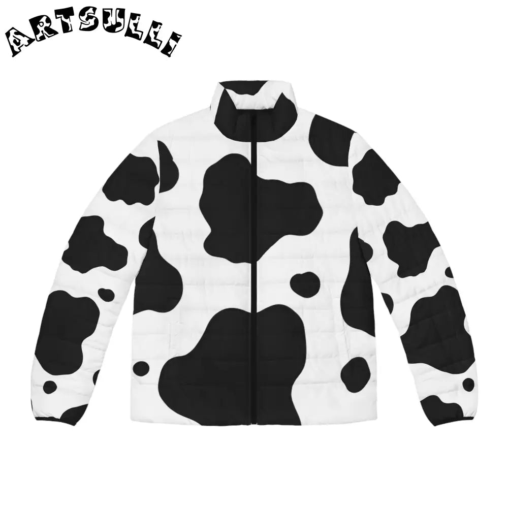 JAKKOUTTHEBXX Black and White Cow Print Puffer Jacket JAKKOUTTHEBXX