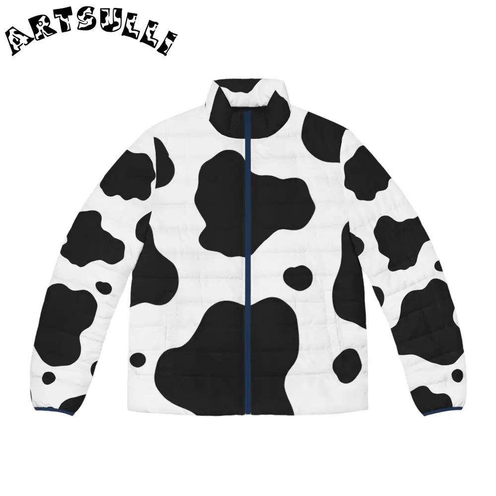 JAKKOUTTHEBXX Black and White Cow Print Puffer Jacket JAKKOUTTHEBXX