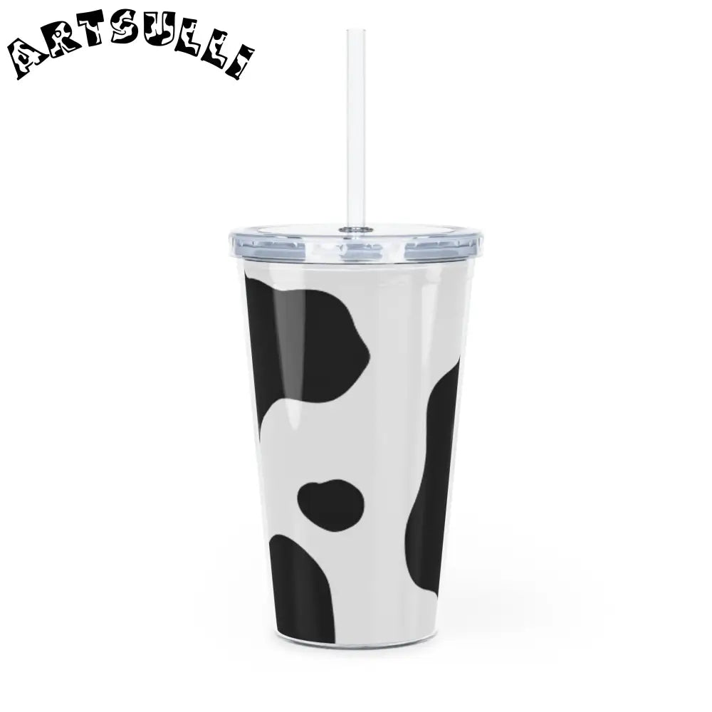 JAKKOUTTHEBXX Cow Print Plastic Tumbler with Straw and Lid 2025