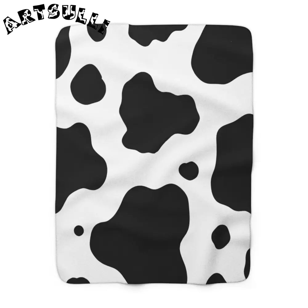 JAKKOUTTHEBXX Black White Cow Print Cozy Fleece Blanket