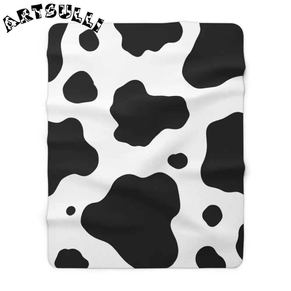 JAKKOUTTHEBXX Black White Cow Print Cozy Fleece Blanket