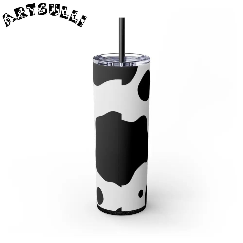 JAKKOUTTHEBXX White cow print skinny tumbler with clear lid