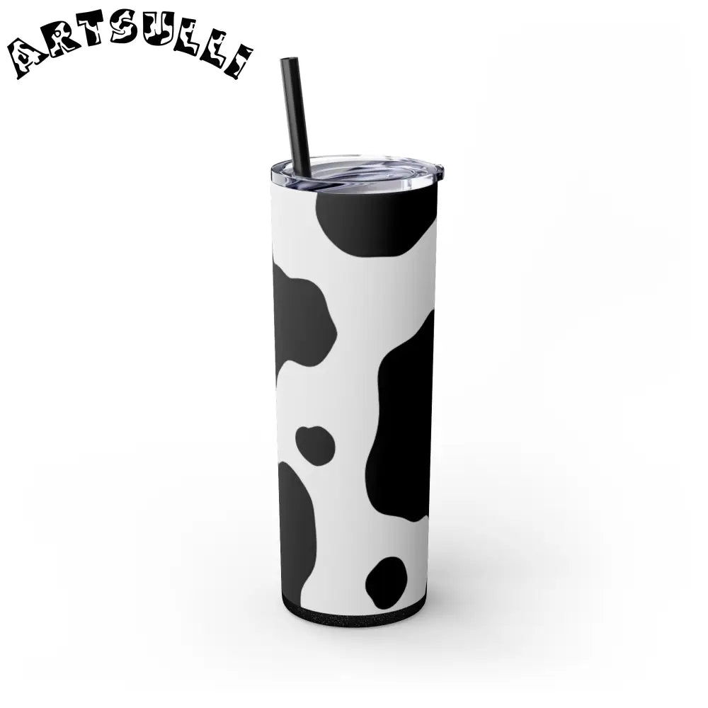 JAKKOUTTHEBXX White cow print skinny tumbler with clear lid