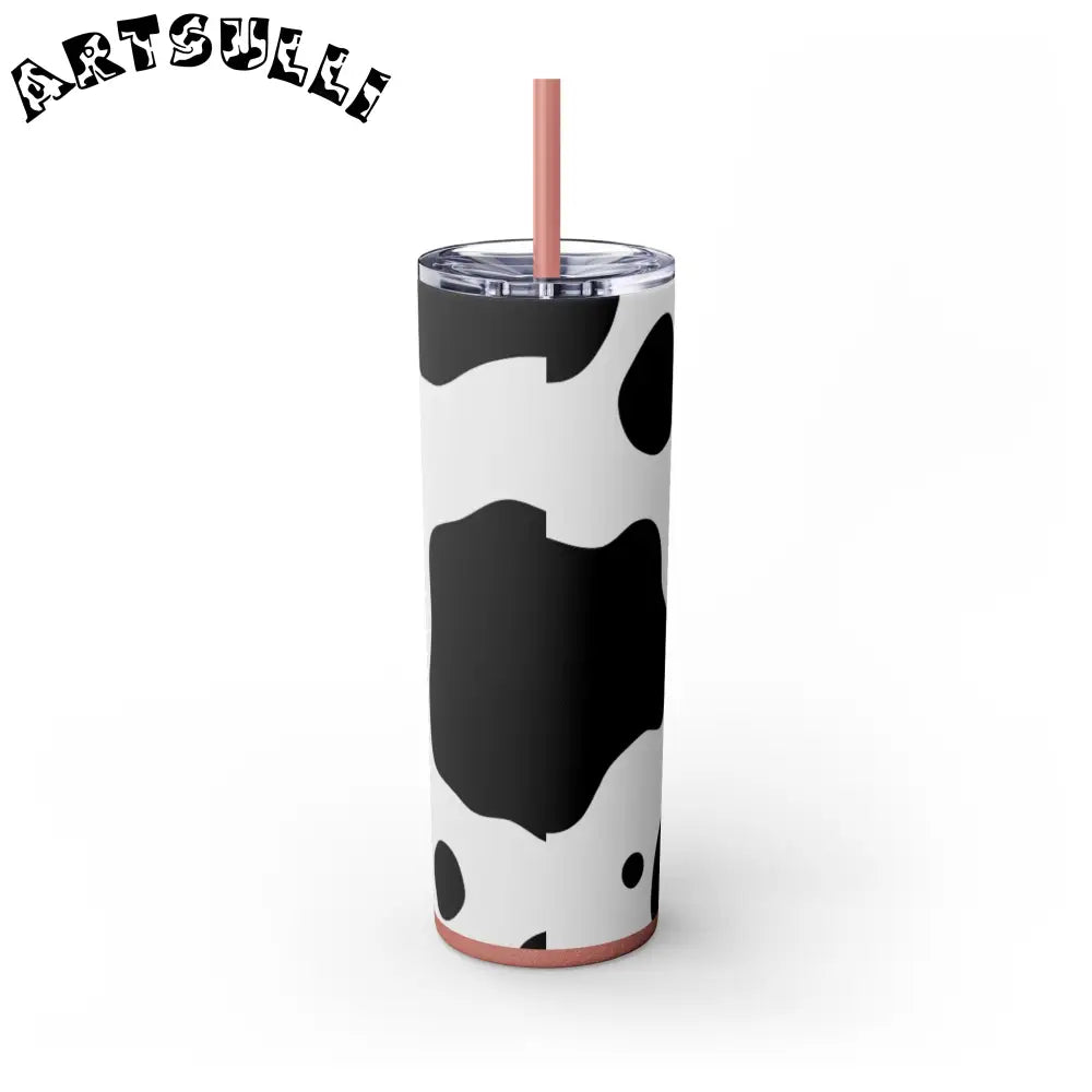 JAKKOUTTHEBXX White cow print skinny tumbler with clear lid