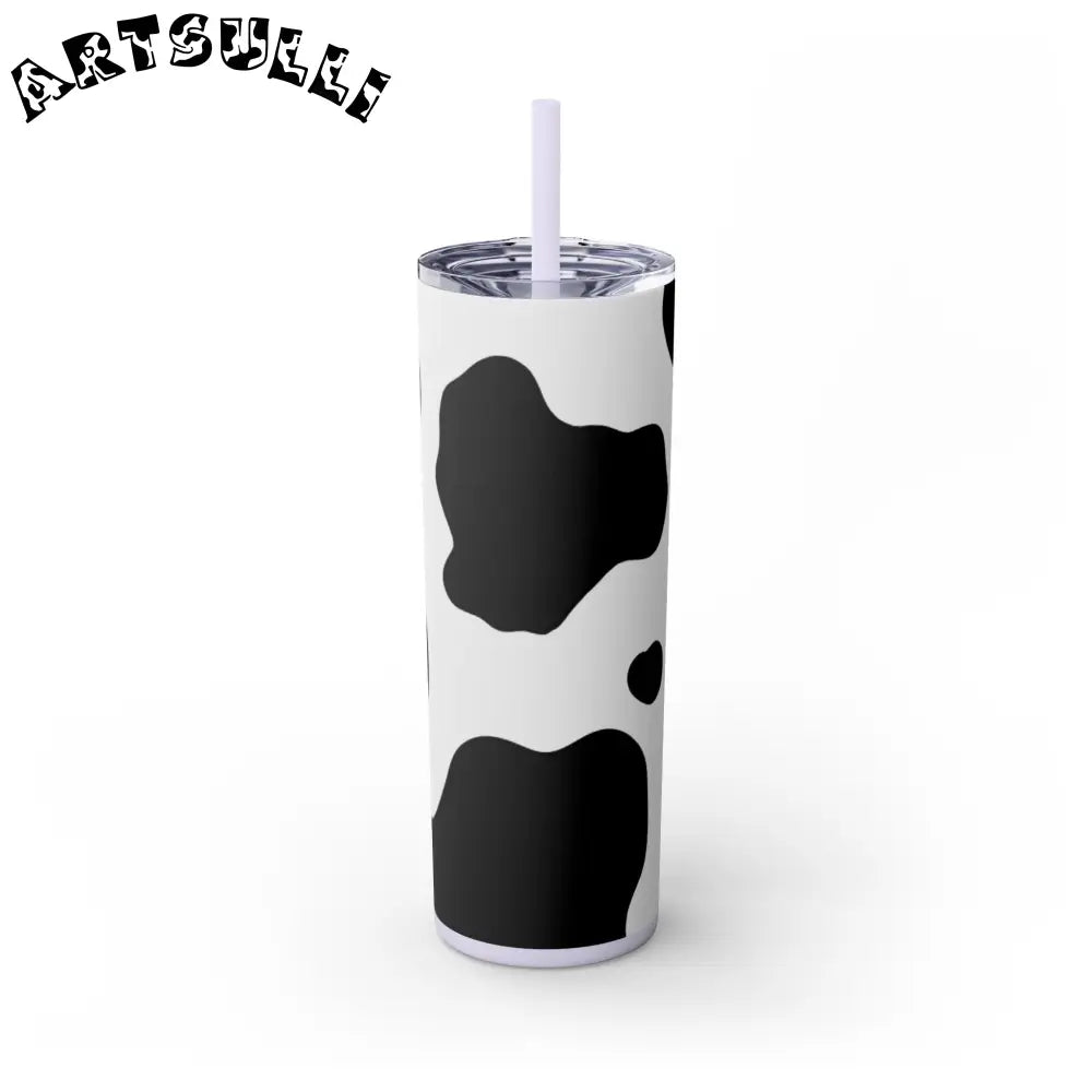 JAKKOUTTHEBXX White cow print skinny tumbler with clear lid