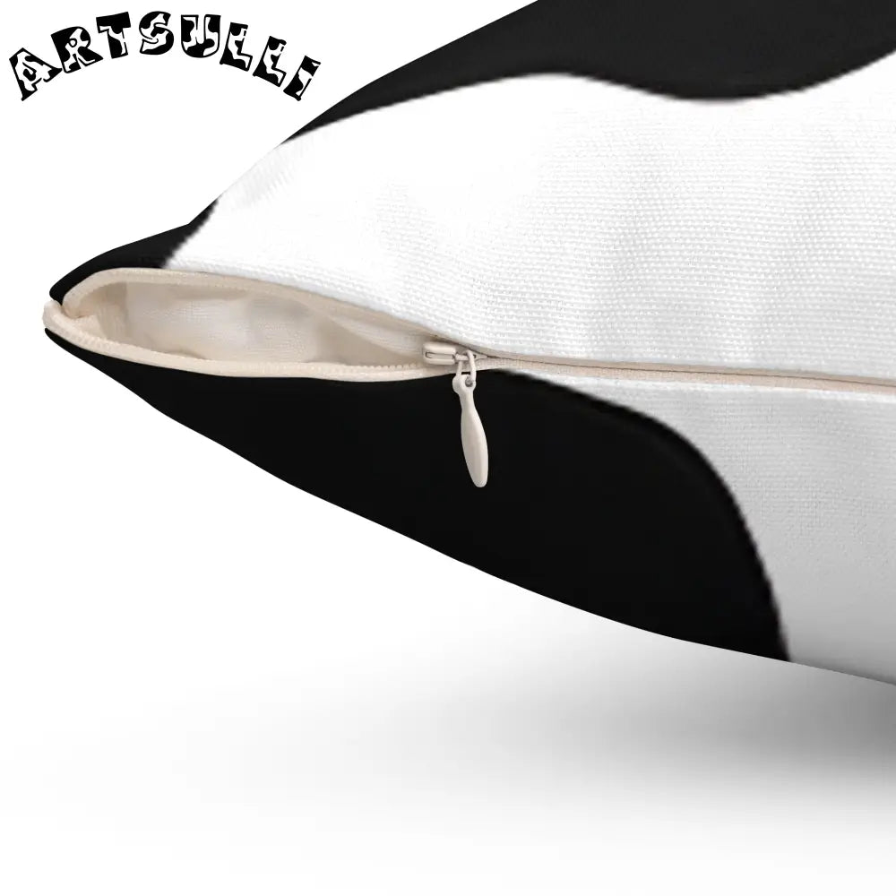 JAKKOUTTHEBXX Black and White Cow Print Throw Pillow JAKKOUTTHEBXX