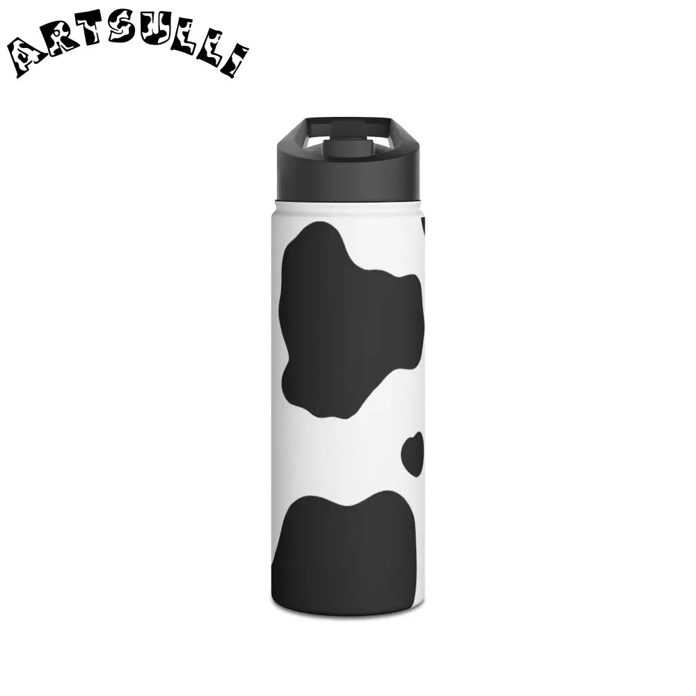 JAKKOUTTHEBXX Stainless Steel Cow Print Water Bottle with Flip Top