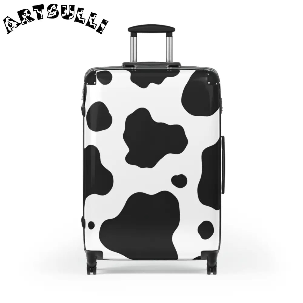 JAKKOUTTHEBXX White Black Cow Print Hard Shell Luggage Adjustable