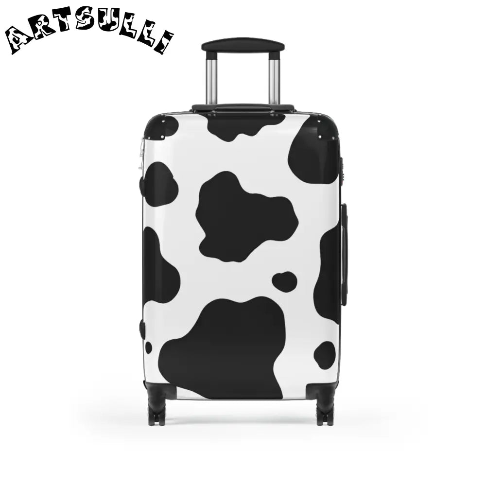 JAKKOUTTHEBXX White Black Cow Print Hard Shell Luggage Adjustable