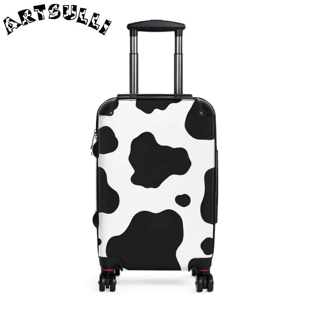 JAKKOUTTHEBXX White Black Cow Print Hard Shell Luggage Adjustable