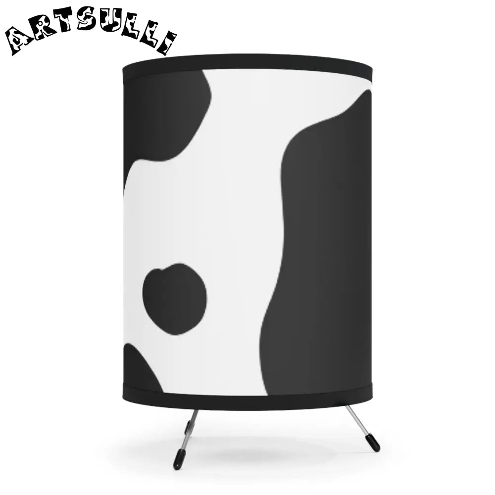 JAKKOUTTHEBXX Cow print tripod lamp with art printed shade 2025