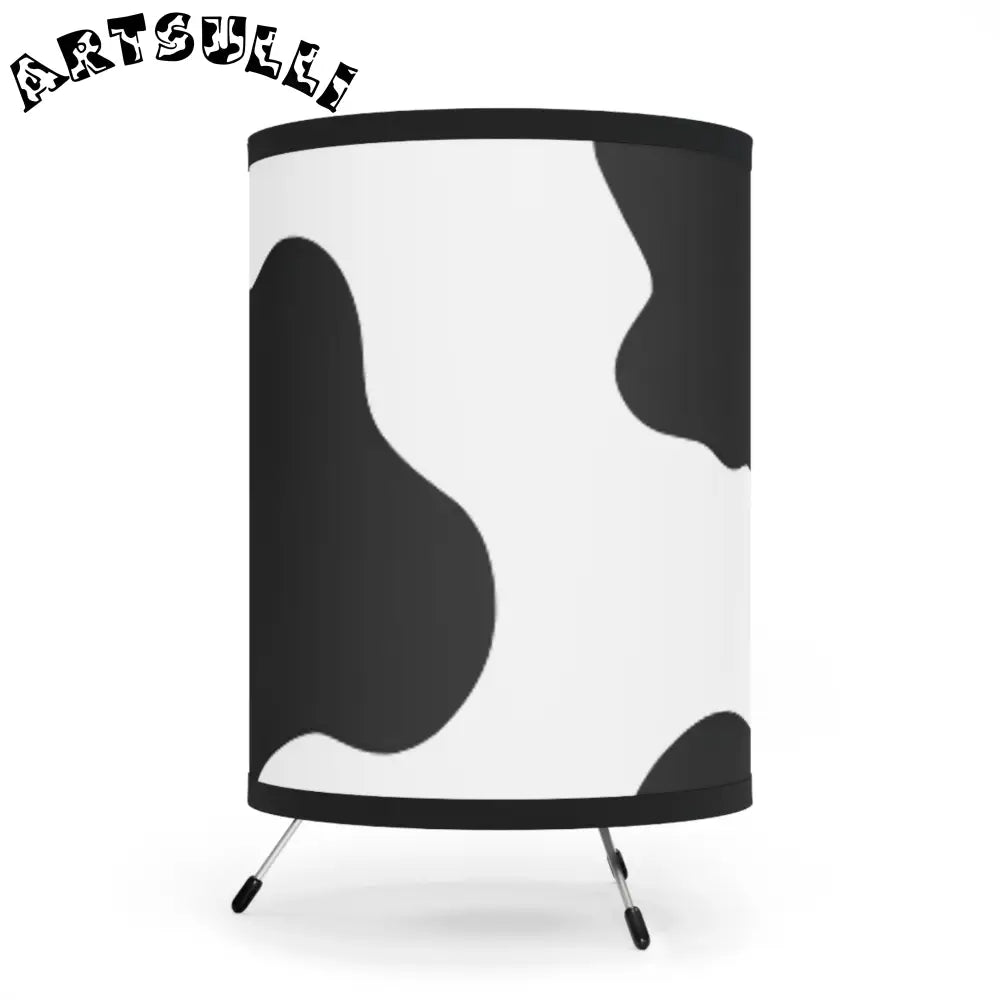 JAKKOUTTHEBXX Cow print tripod lamp with art printed shade 2025