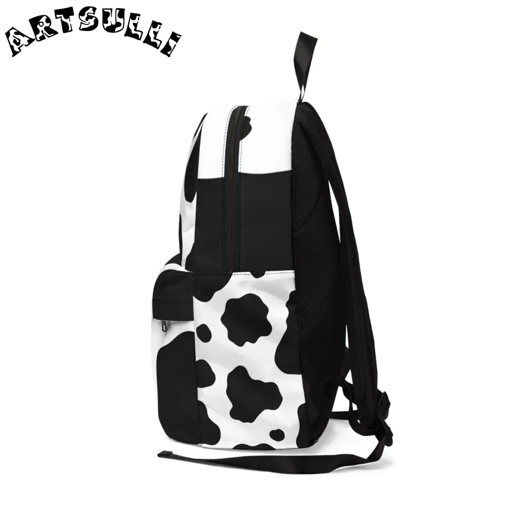 JAKKOUTTHEBXX Art Printed Cow Print Backpack with Front Zipper