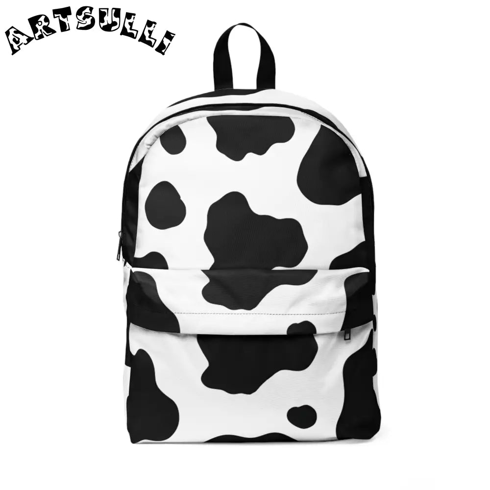 JAKKOUTTHEBXX Art Printed Cow Print Backpack with Front Zipper