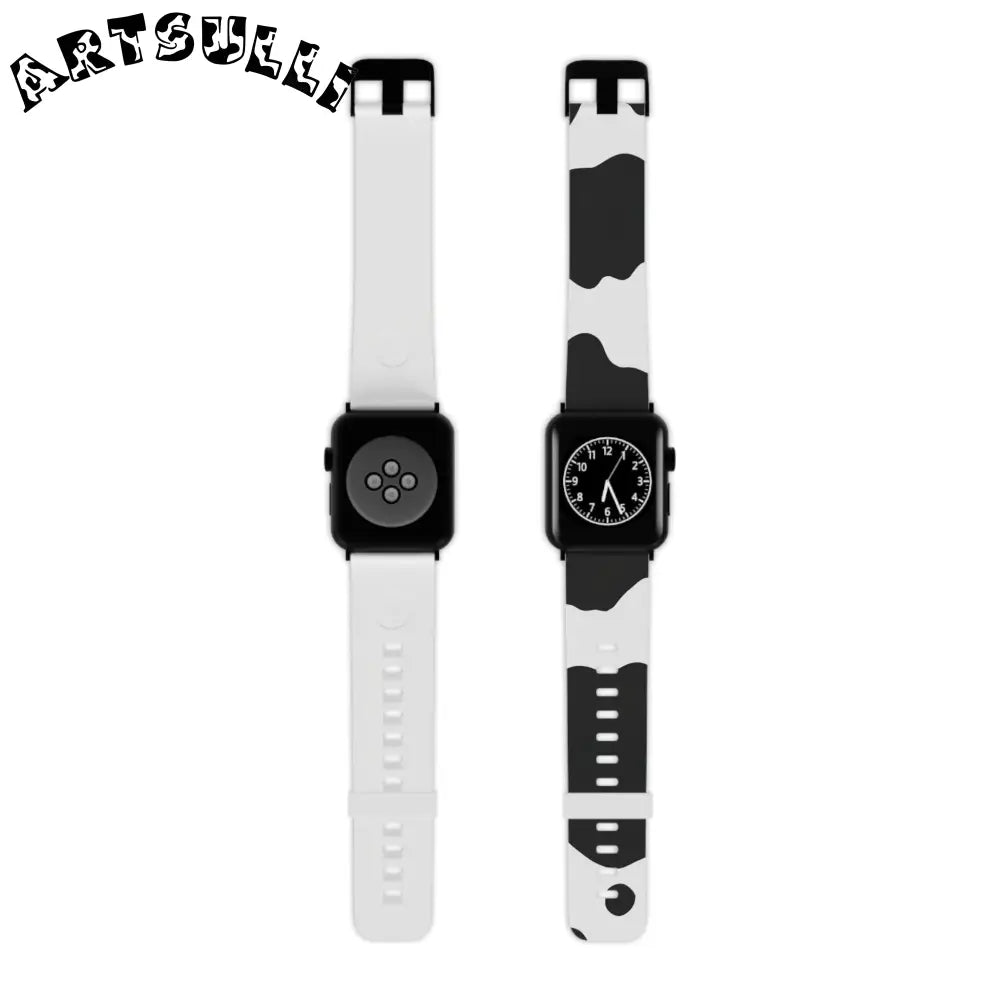 JAKKOUTTHEBXX Smartwatch Pair with White and Cow Print Apple Watch