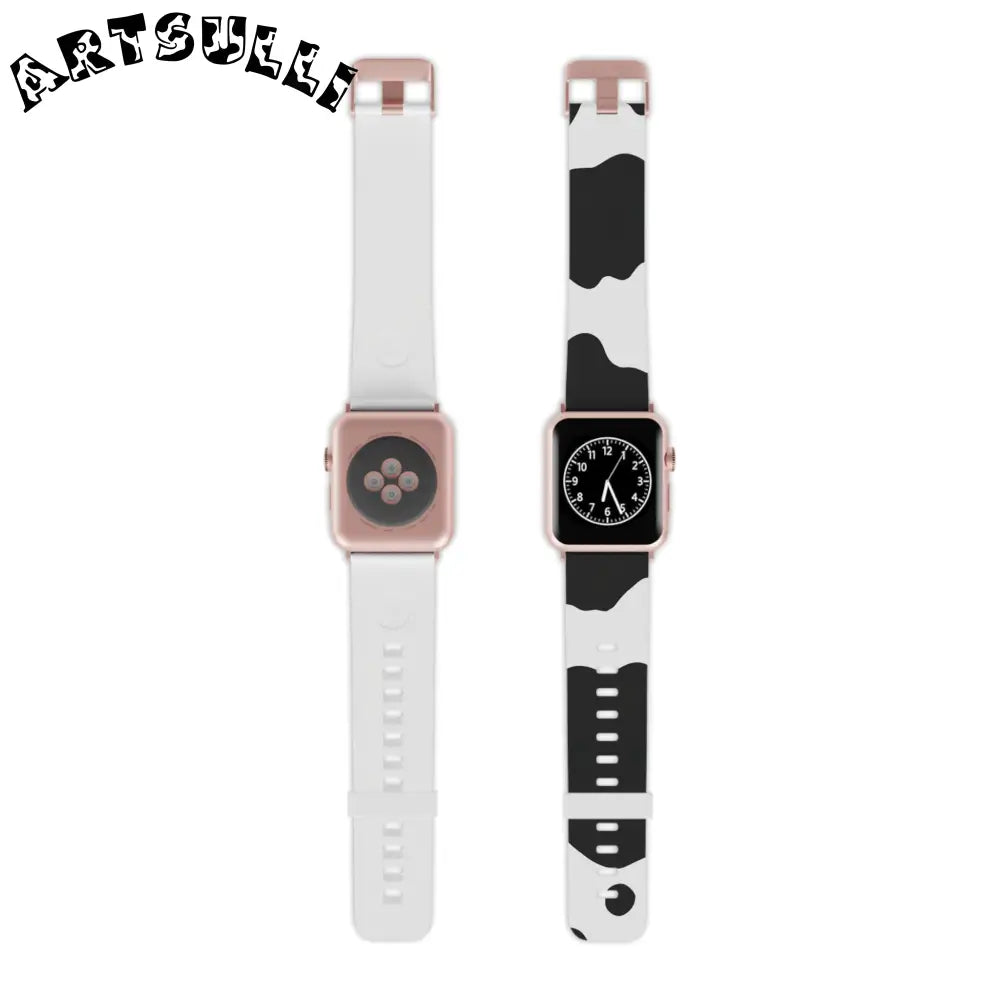JAKKOUTTHEBXX Smartwatch Pair with White and Cow Print Apple Watch
