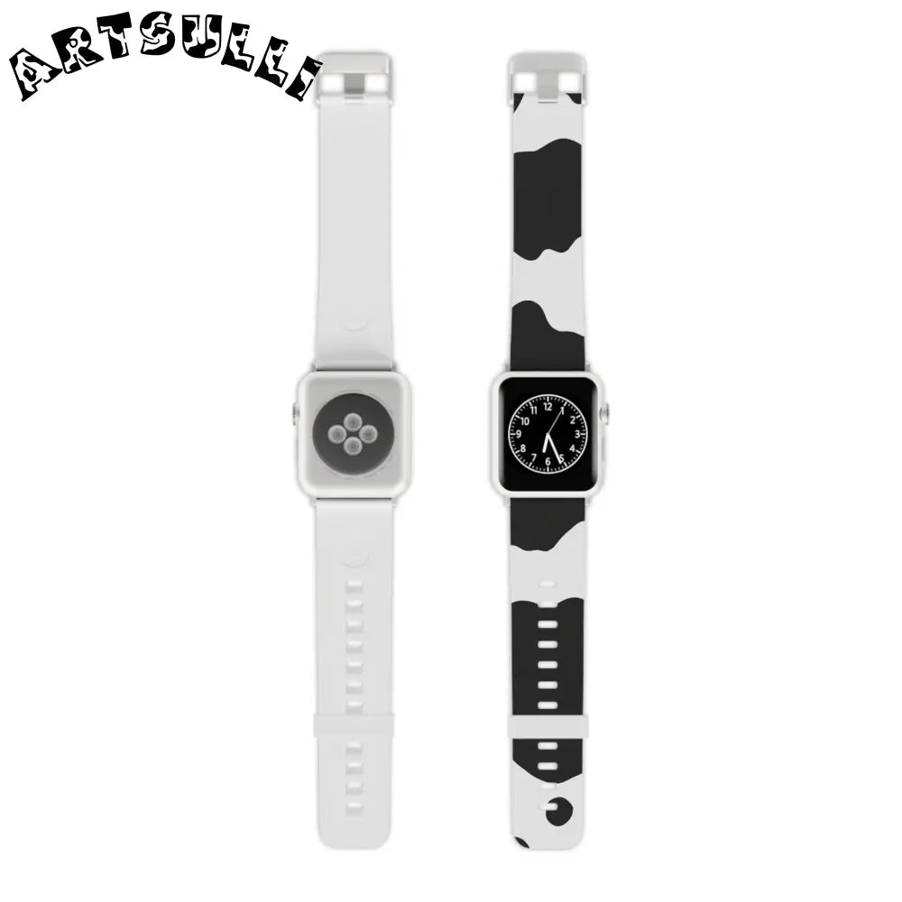 JAKKOUTTHEBXX Smartwatch Pair with White and Cow Print Apple Watch