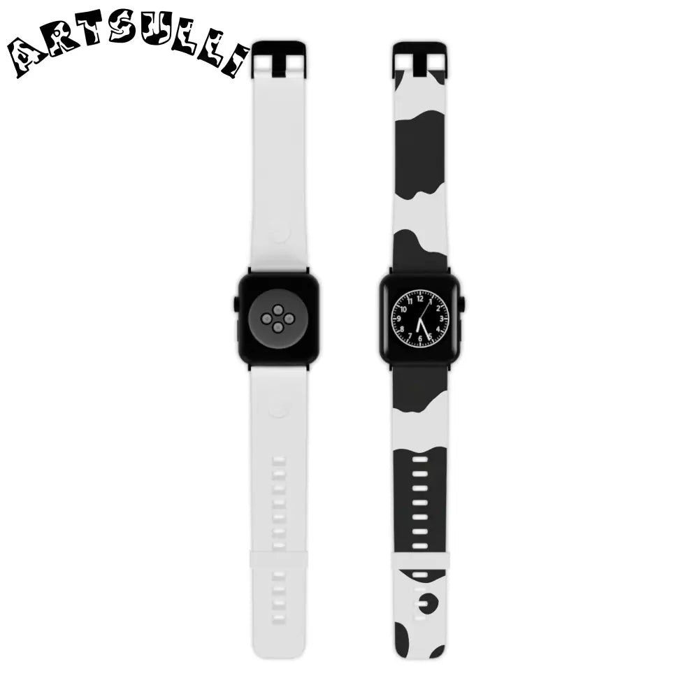 JAKKOUTTHEBXX Smartwatch Pair with White and Cow Print Apple Watch