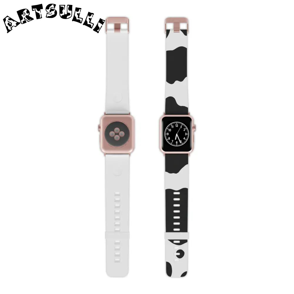 JAKKOUTTHEBXX Smartwatch Pair with White and Cow Print Apple Watch
