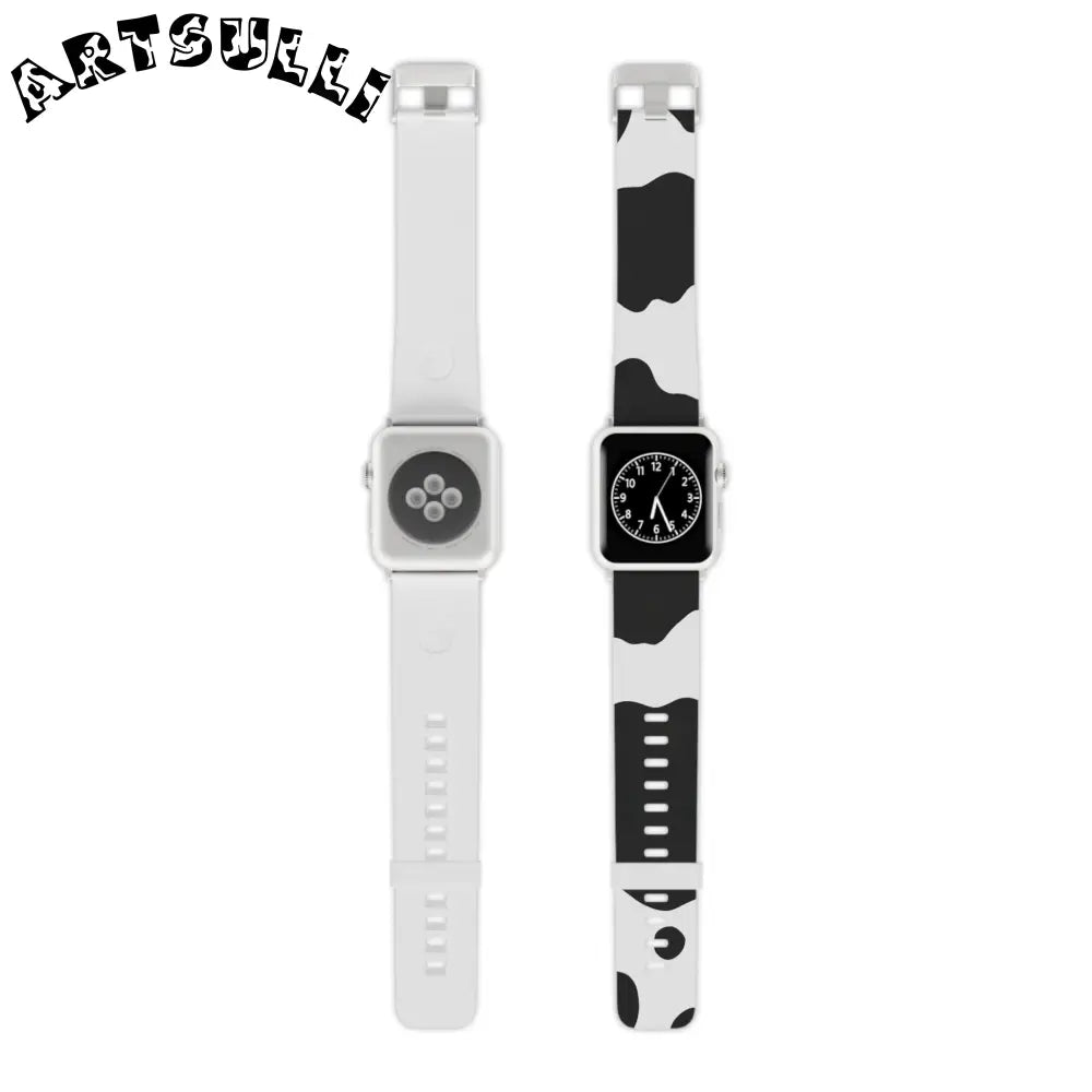 JAKKOUTTHEBXX Smartwatch Pair with White and Cow Print Apple Watch