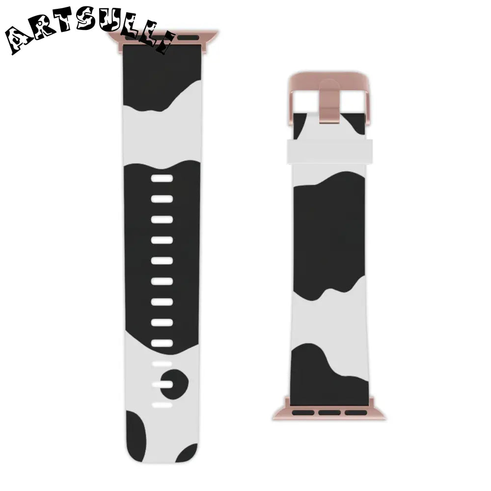 JAKKOUTTHEBXX Smartwatch Pair with White and Cow Print Apple Watch