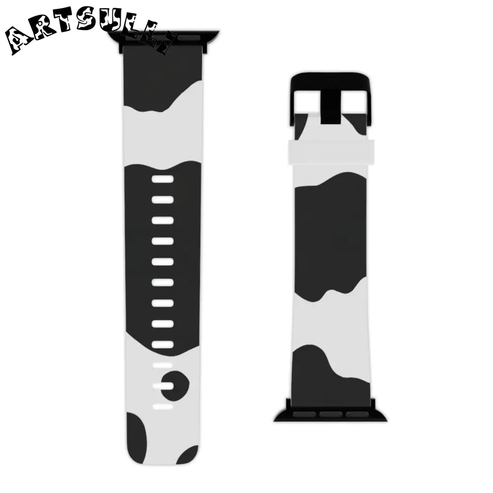 JAKKOUTTHEBXX Smartwatch Pair with White and Cow Print Apple Watch