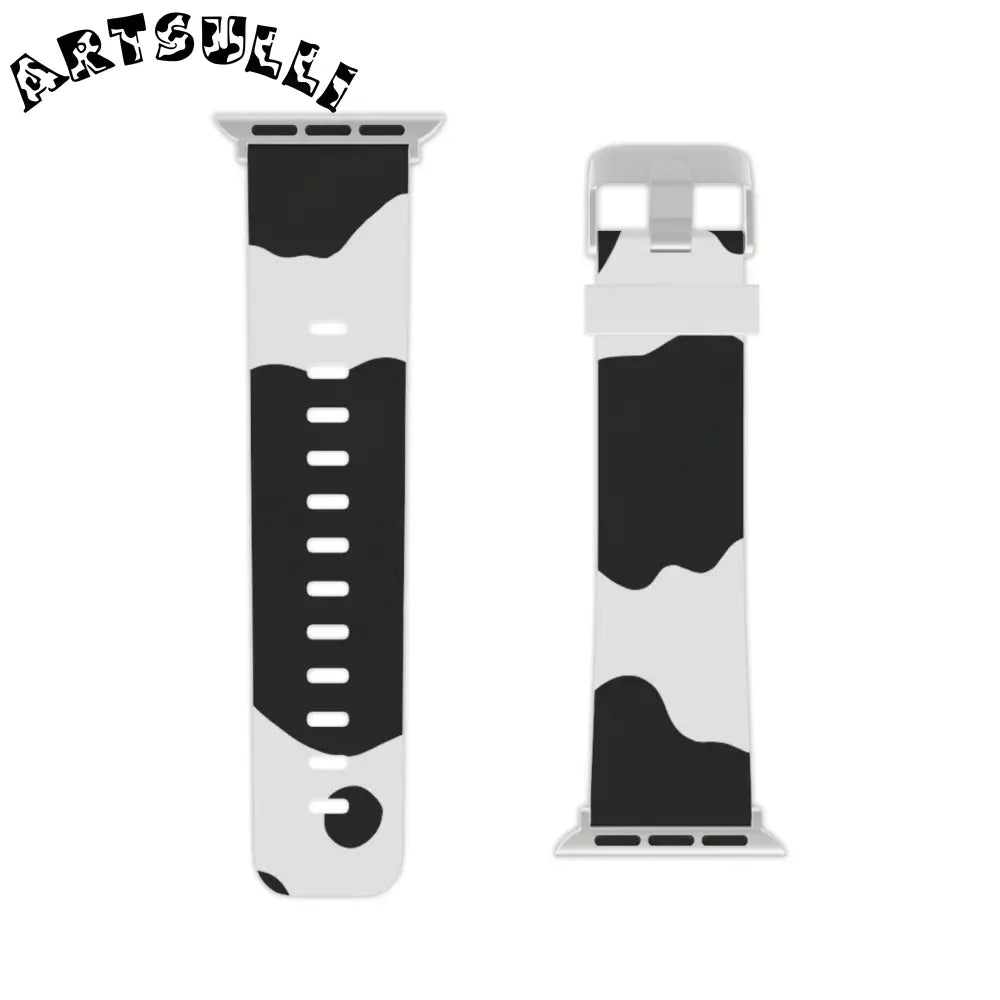 JAKKOUTTHEBXX Smartwatch Pair with White and Cow Print Apple Watch