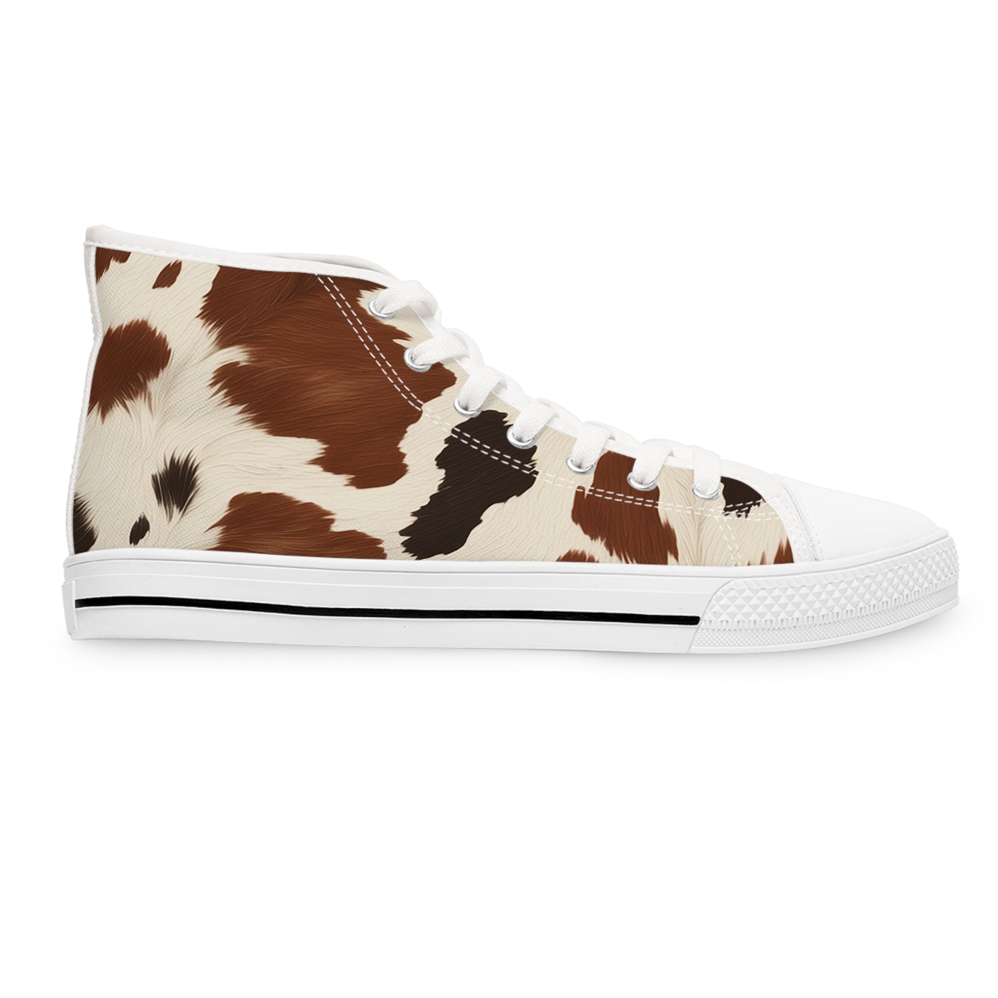 Cow Print High Top Sneakers, Artsulli - Art is Long, Life is Short, Shoes, , , , , , , 