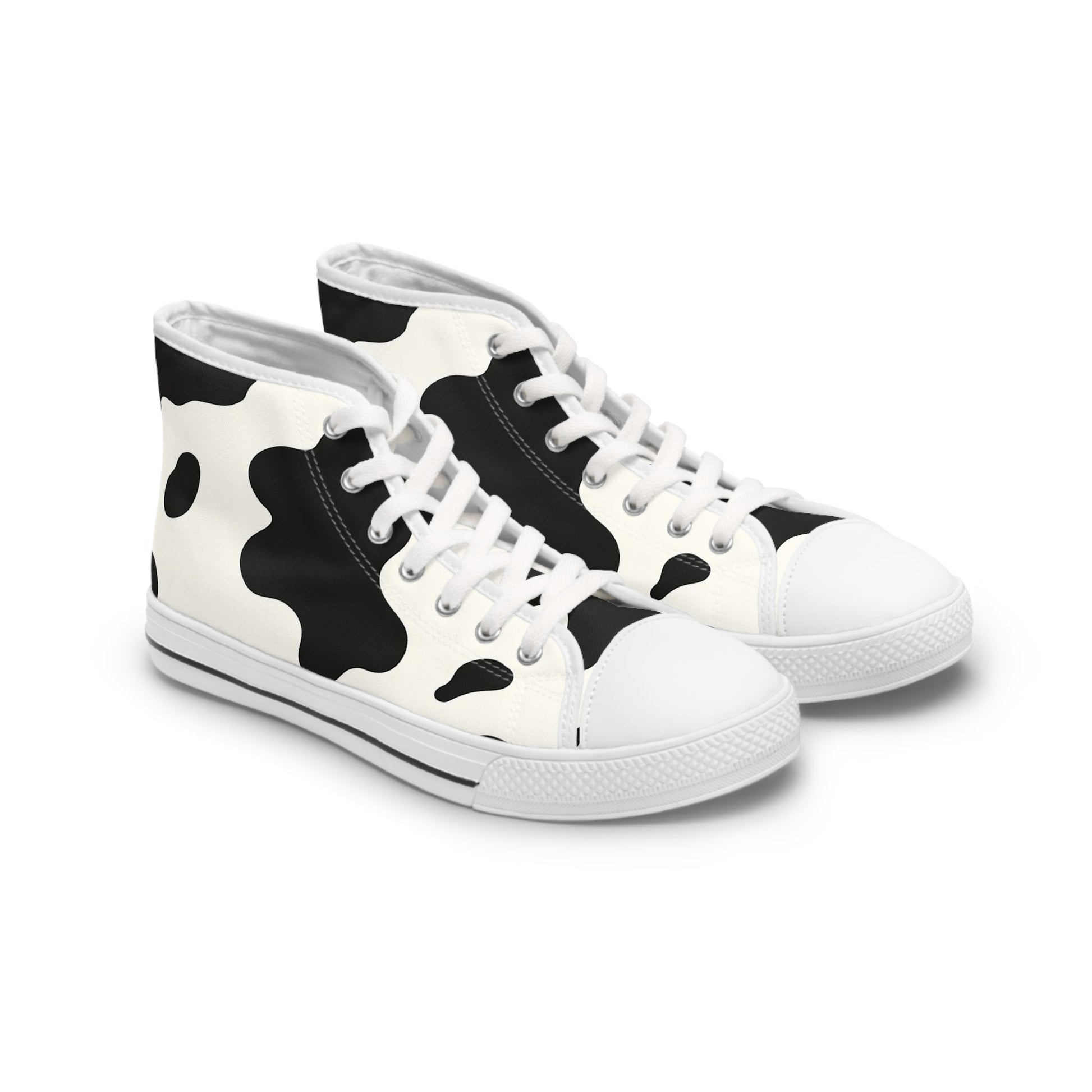 Cow Print High-Top Sneakers, Artsulli - Art is Long, Life is Short, Shoes, Size, US 5.5, Color, White sole, , , 18432409650891692076