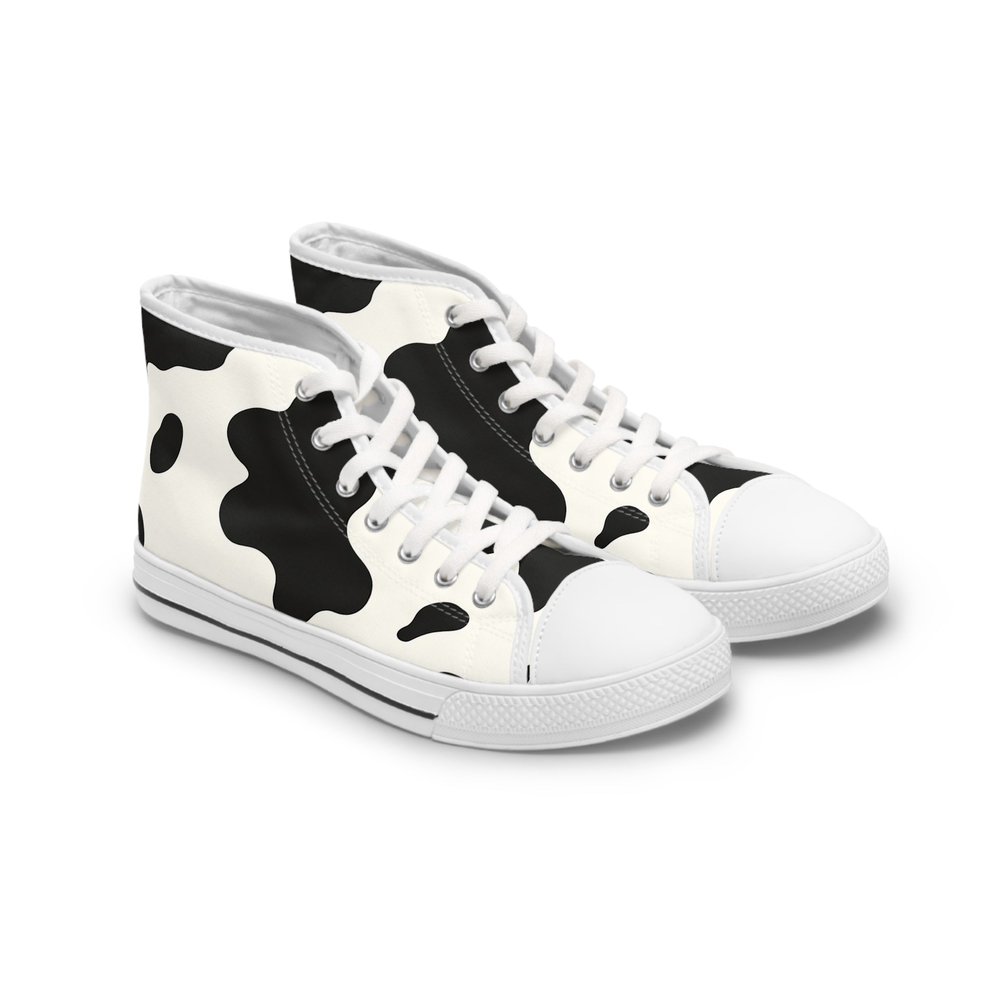 Cow Print High-Top Sneakers, Artsulli - Art is Long, Life is Short, Shoes, Size, US 5.5, Color, White sole, , , 18432409650891692076