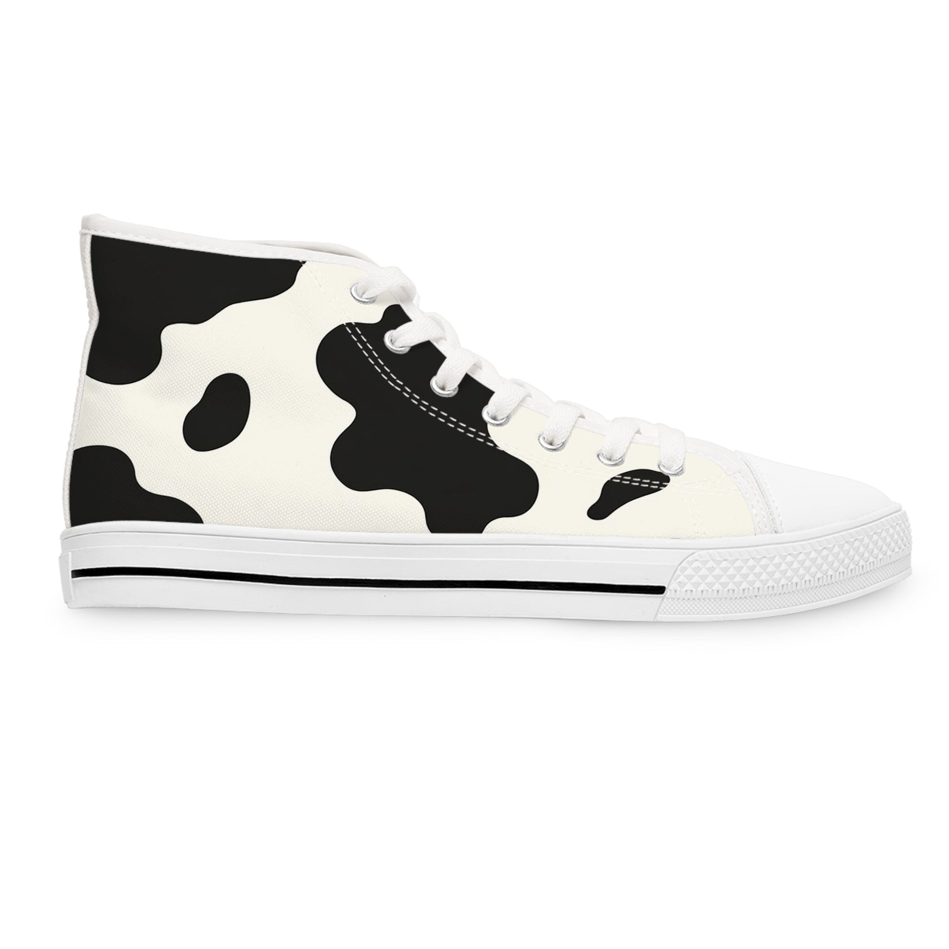Cow Print High-Top Sneakers, Artsulli - Art is Long, Life is Short, Shoes, , , , , , , 