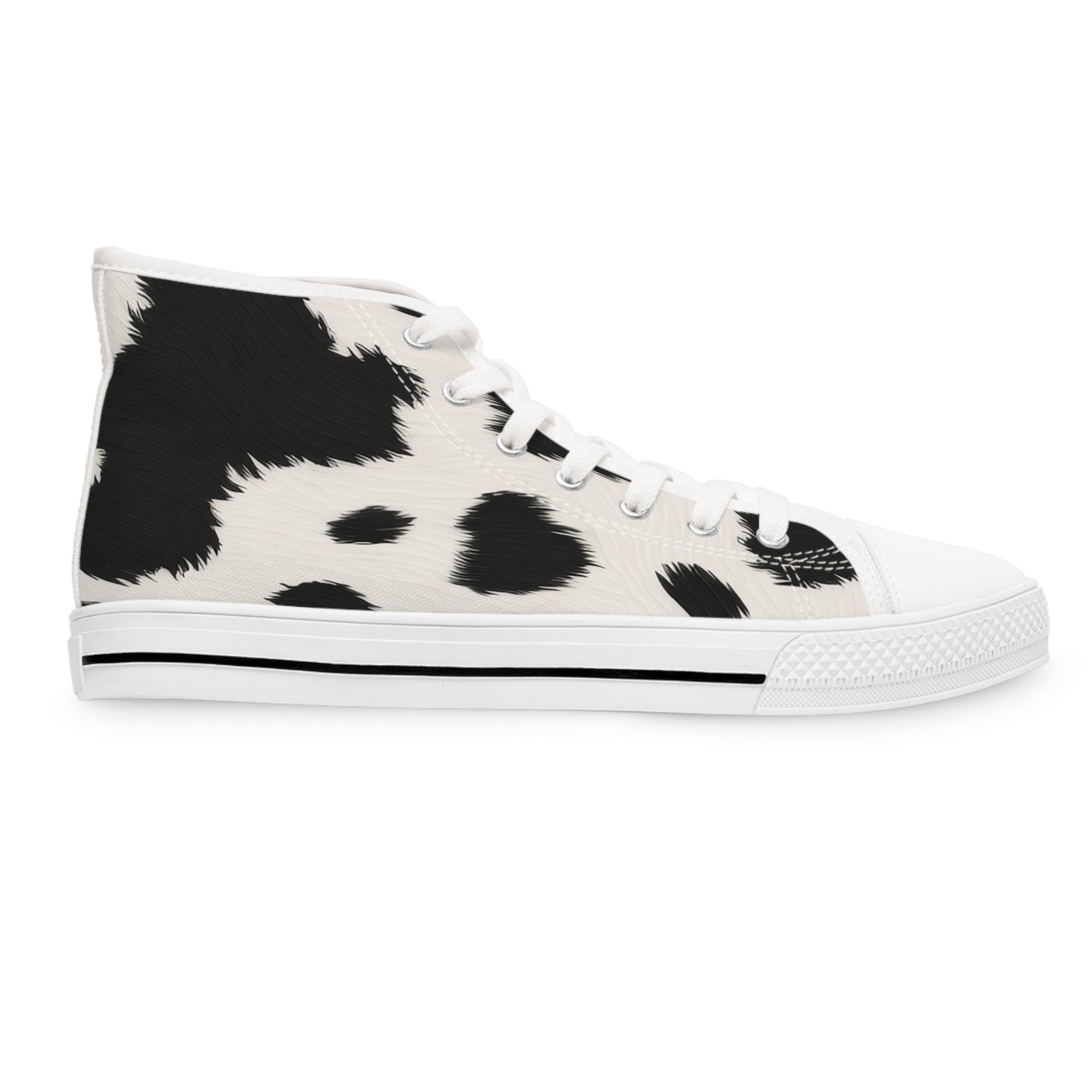 Cow Print High Top Sneakers, Artsulli - Art is Long, Life is Short, Shoes, , , , , , , 