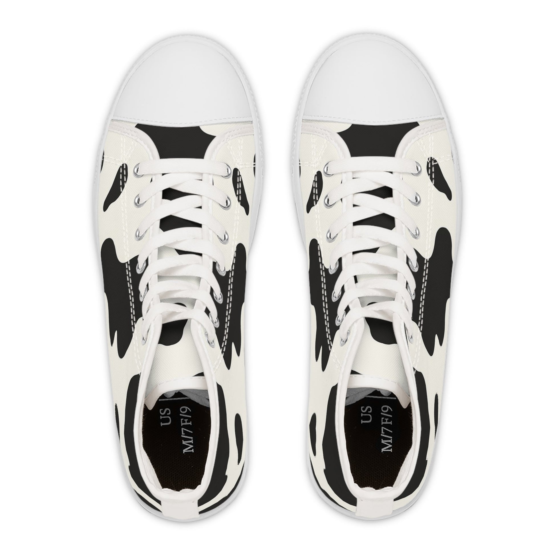Cow Print High-Top Sneakers, Artsulli - Art is Long, Life is Short, Shoes, , , , , , , 