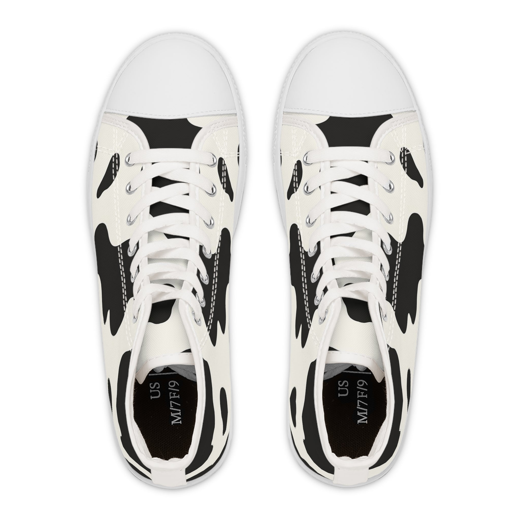 Cow Print High-Top Sneakers, Artsulli - Art is Long, Life is Short, Shoes, , , , , , , 