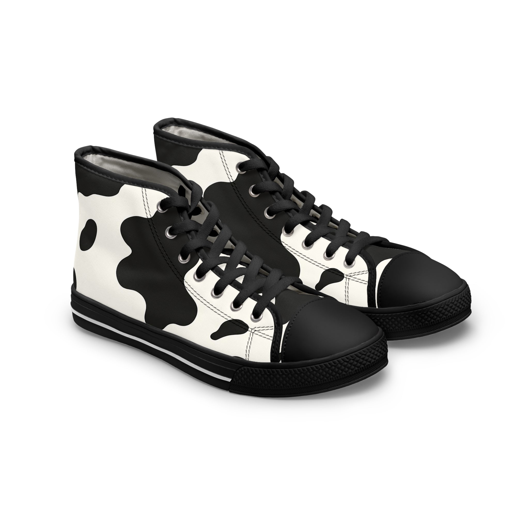 Cow Print High-Top Sneakers, Artsulli - Art is Long, Life is Short, Shoes, Size, US 5.5, Color, Black sole, , , 11451019054465332220