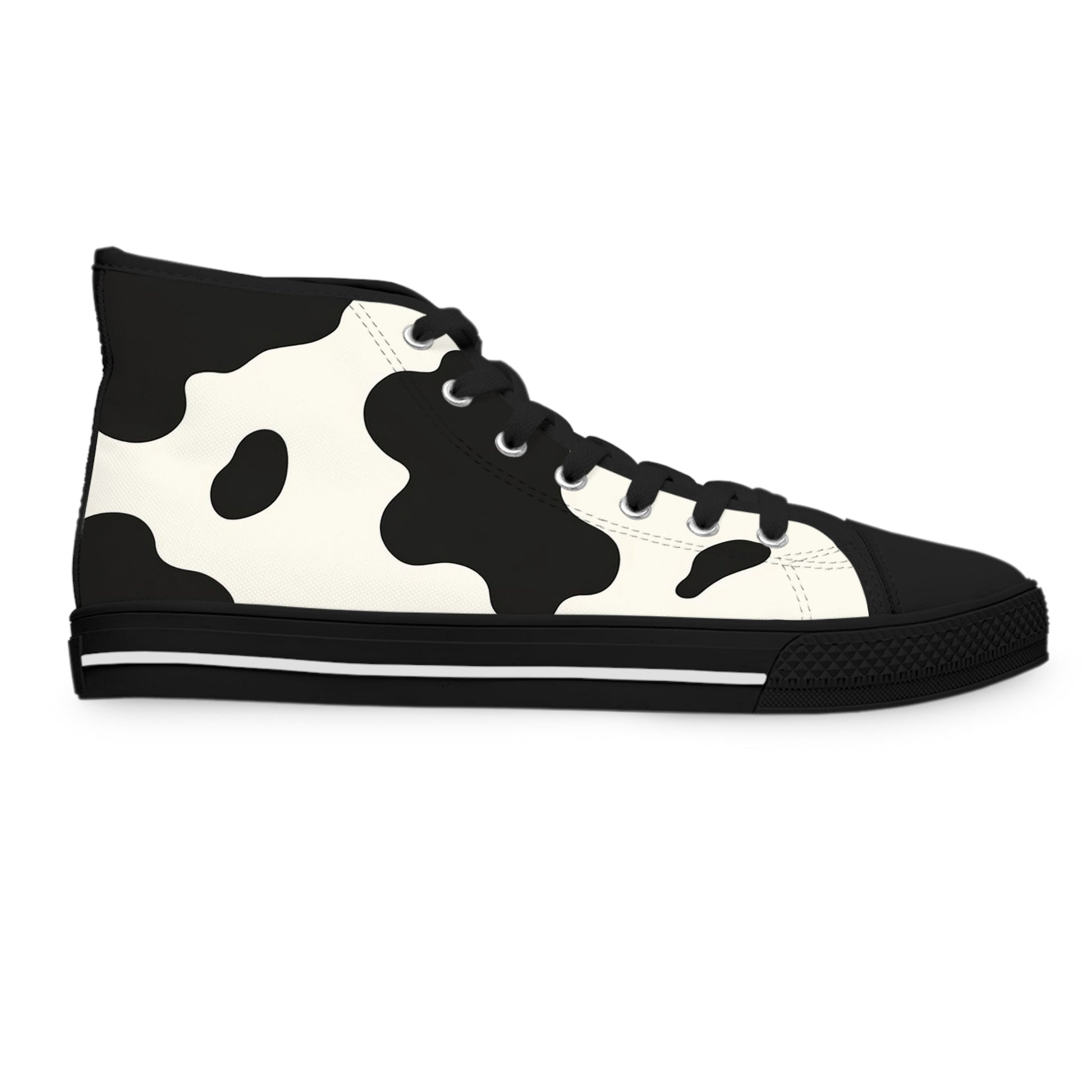 Cow Print High-Top Sneakers, Artsulli - Art is Long, Life is Short, Shoes, , , , , , , 