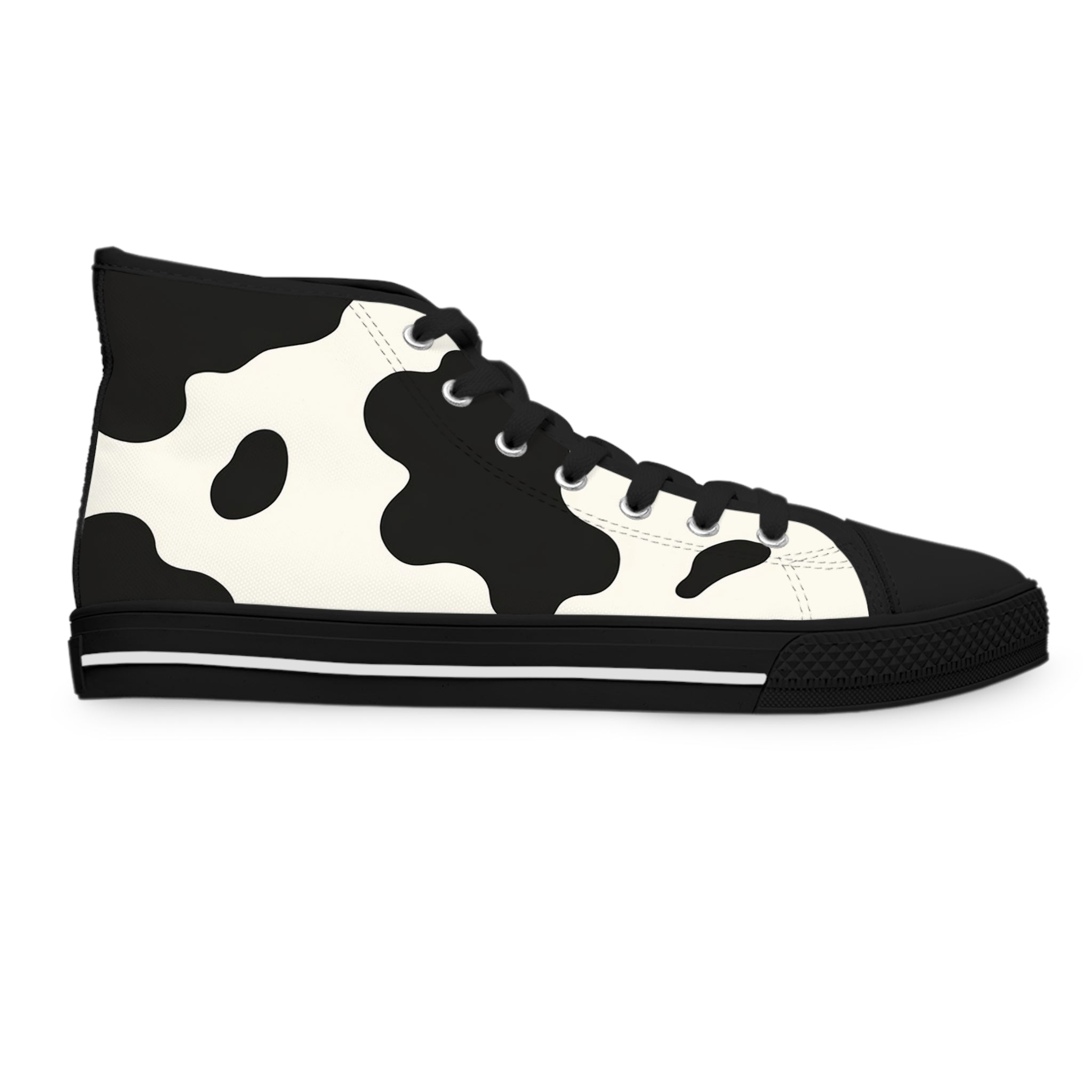 Cow Print High-Top Sneakers, Artsulli - Art is Long, Life is Short, Shoes, , , , , , , 
