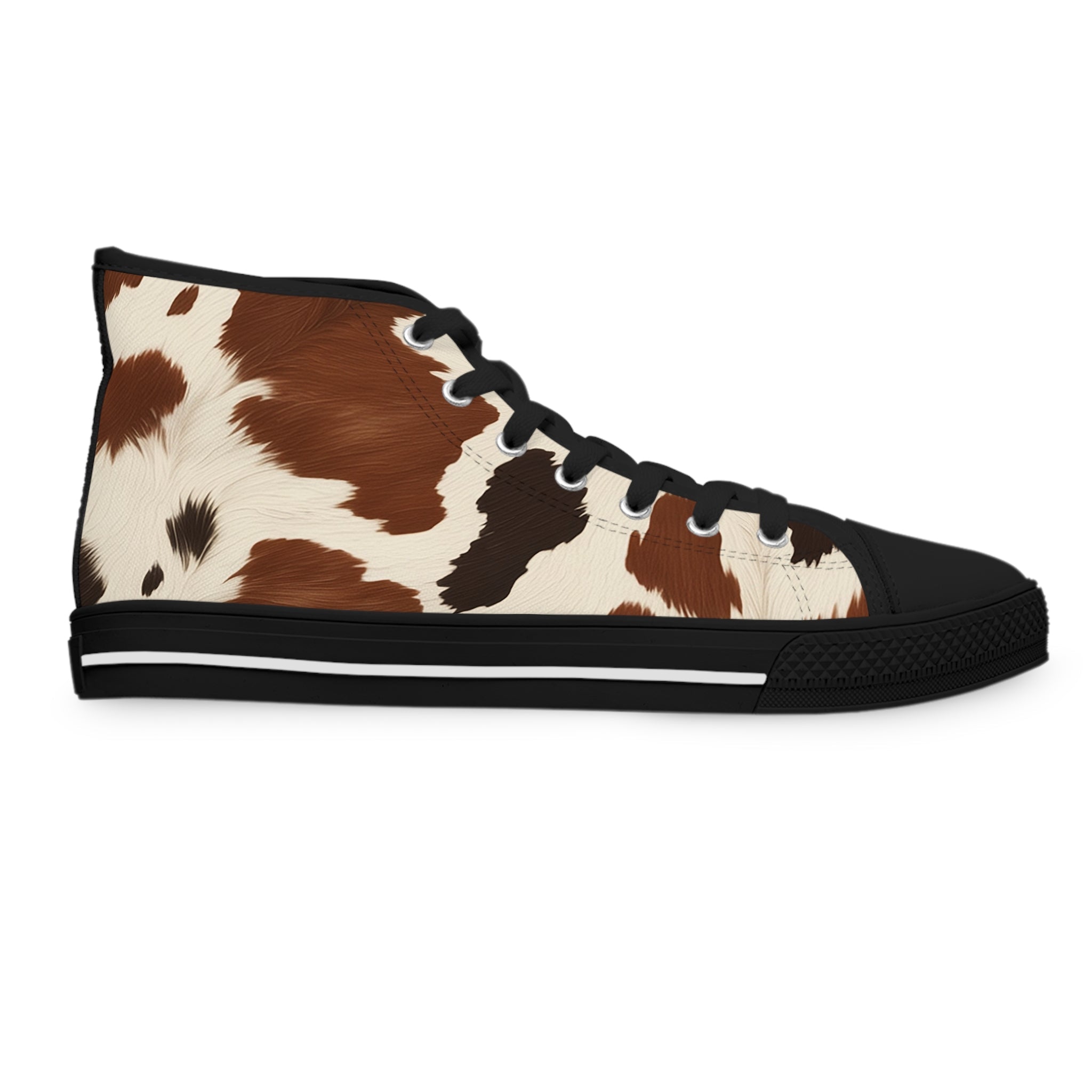 Cow Print High Top Sneakers, Artsulli - Art is Long, Life is Short, Shoes, , , , , , , 