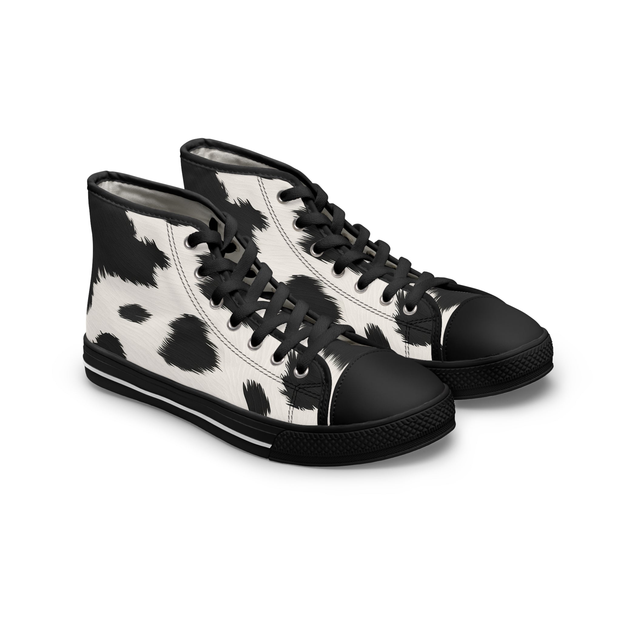 Cow Print High Top Sneakers, Artsulli - Art is Long, Life is Short, Shoes, Size, US 5.5, Color, Black sole, , , 28226108176541626367