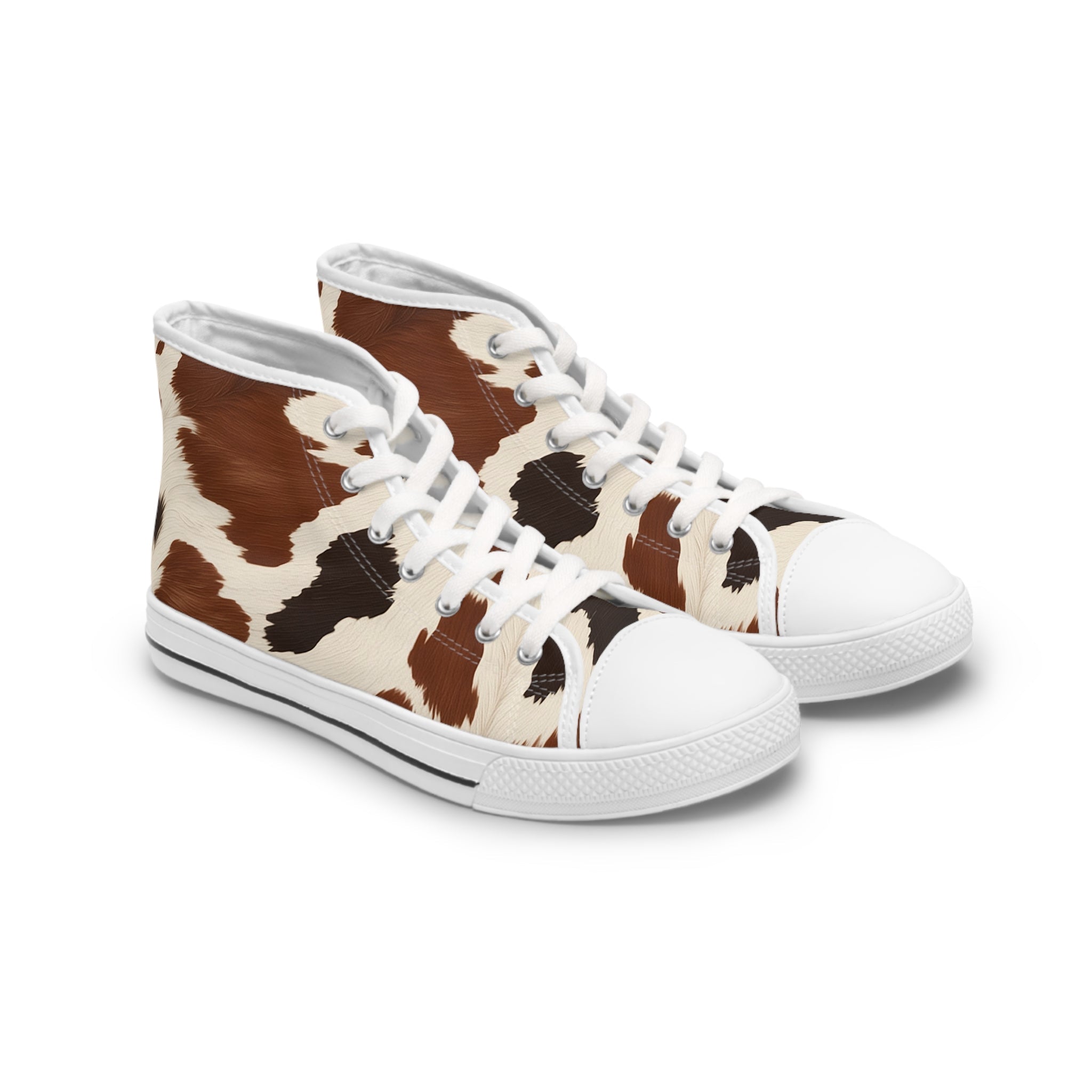 Cow Print High Top Sneakers, Artsulli - Art is Long, Life is Short, Shoes, Size, US 5.5, Color, White sole, , , 27611905808386233467