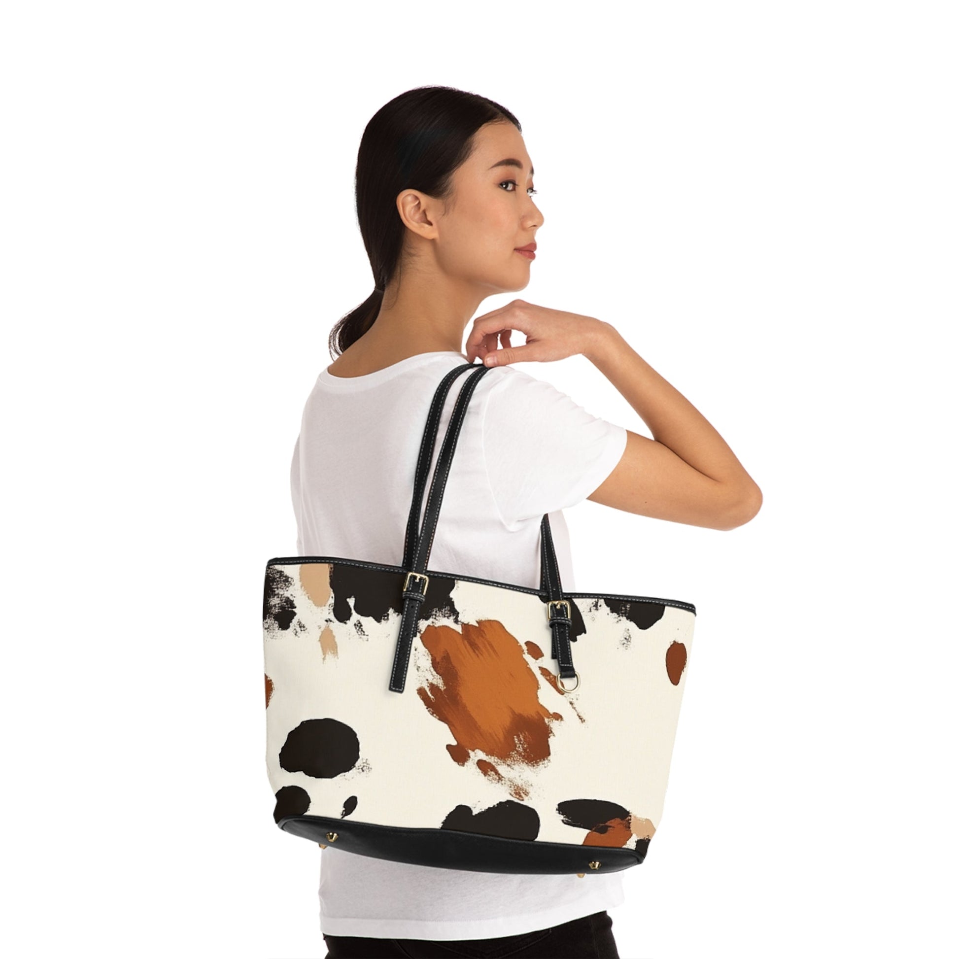 Cow Print Leather Shoulder Bag, Artsulli - Art is Long, Life is Short, Bags, , , , , , , 