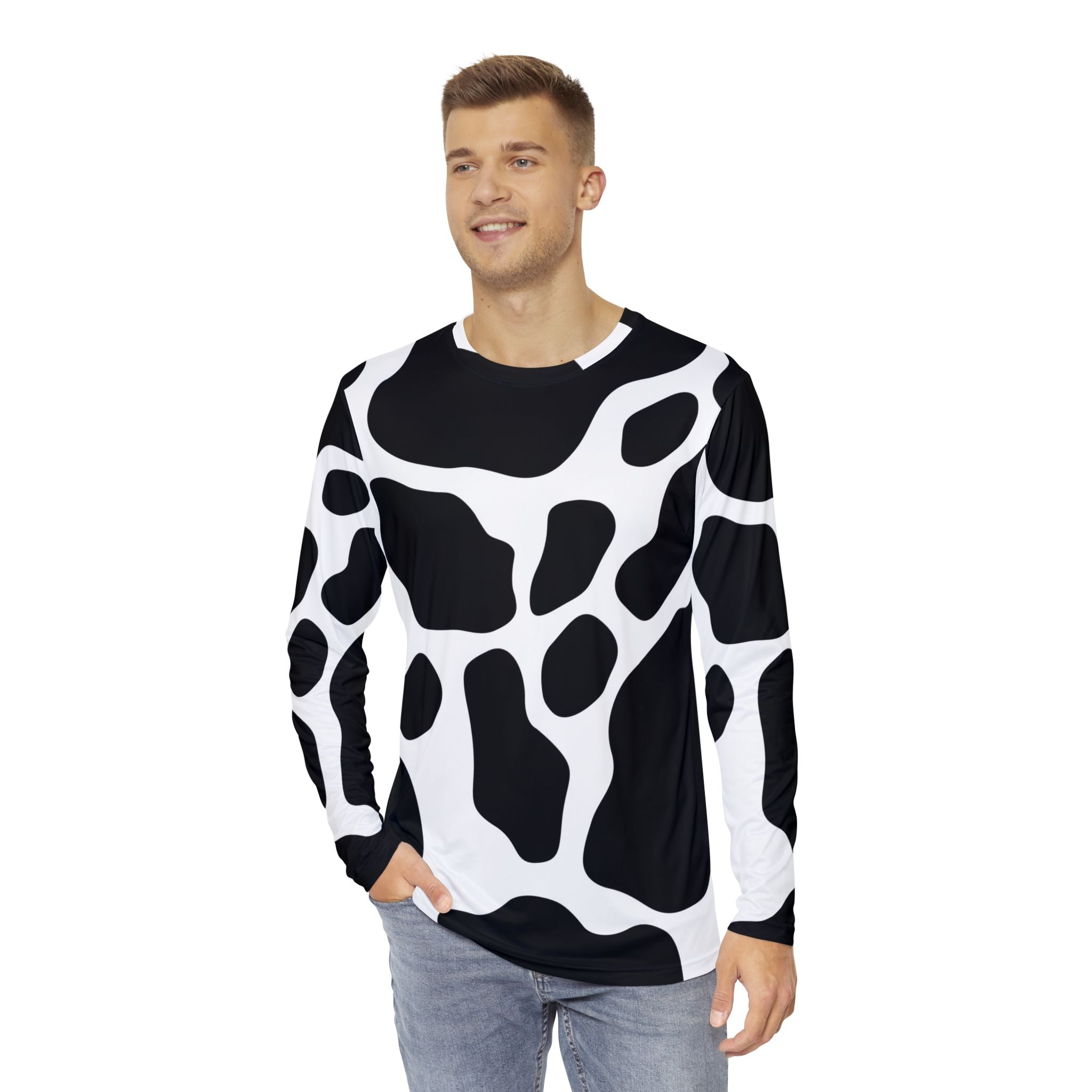 Cow Print Long Sleeve Shirt, Artsulli - Art is Long, Life is Short, All Over Prints, , , , , , , 