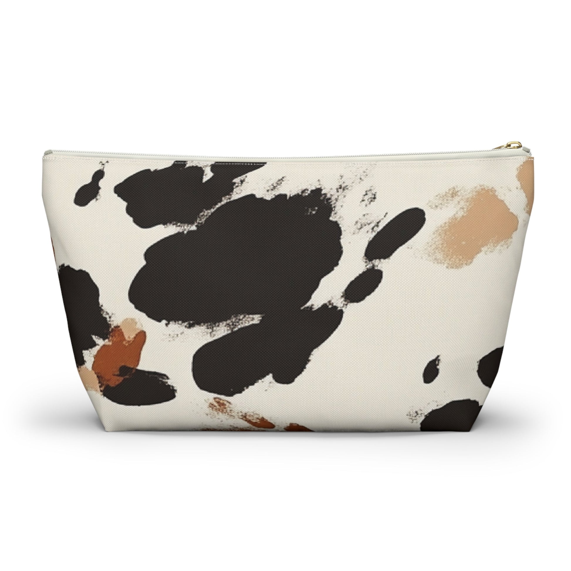 Cow Print Makeup Bag with Gold Zipper, Artsulli - Art is Long, Life is Short, Bags, , , , , , , 