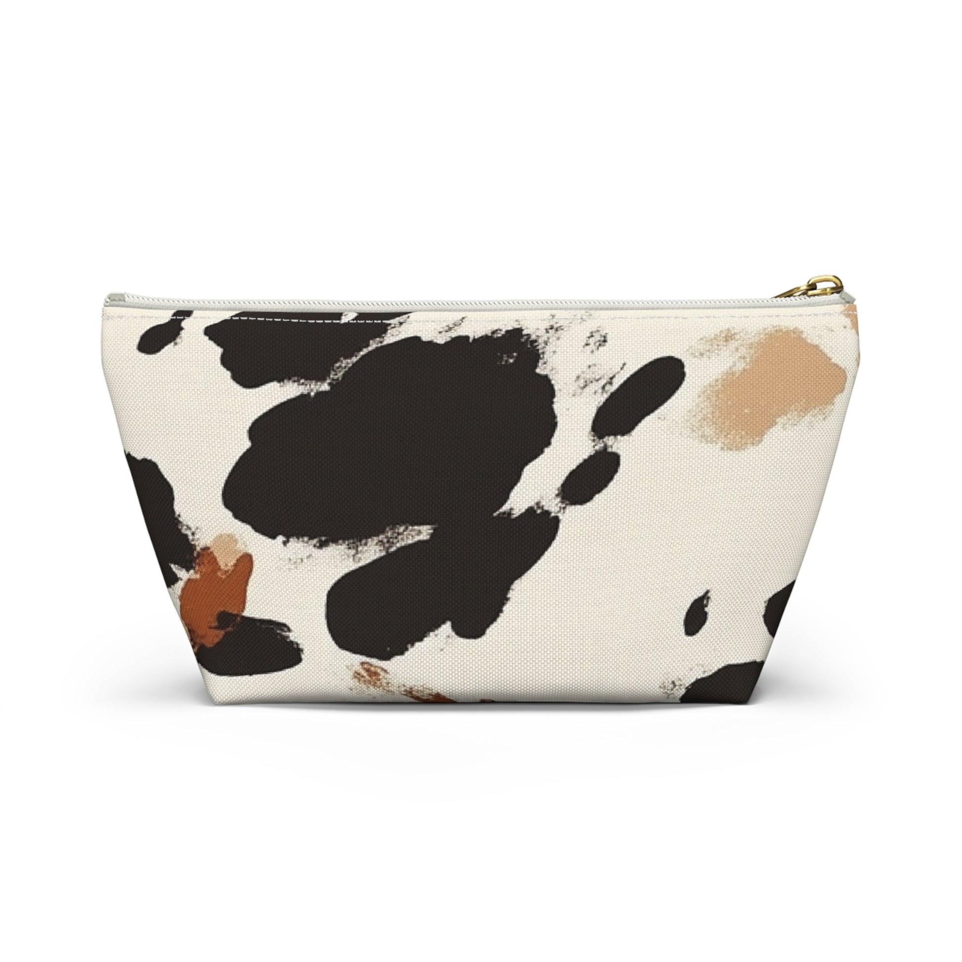 Cow Print Makeup Bag with Gold Zipper, Artsulli - Art is Long, Life is Short, Bags, , , , , , , 