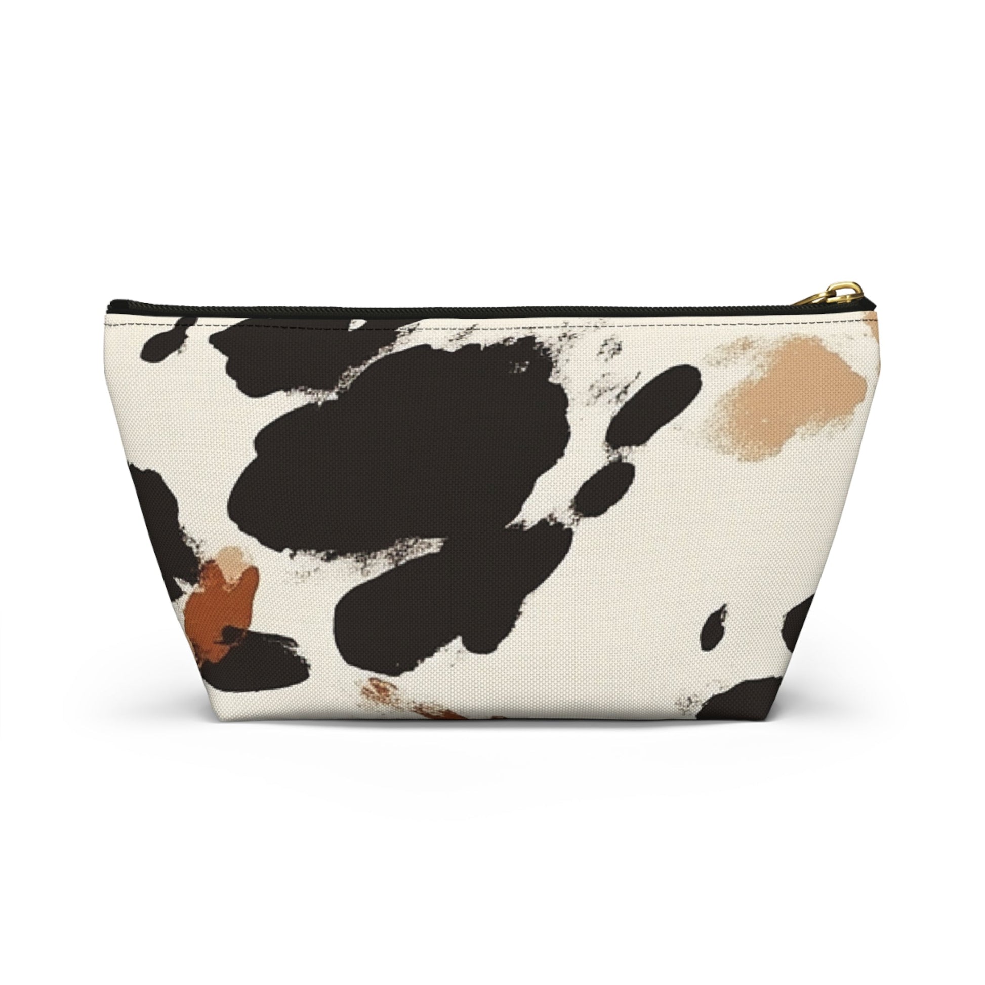 Cow Print Makeup Bag with Gold Zipper, Artsulli - Art is Long, Life is Short, Bags, , , , , , , 