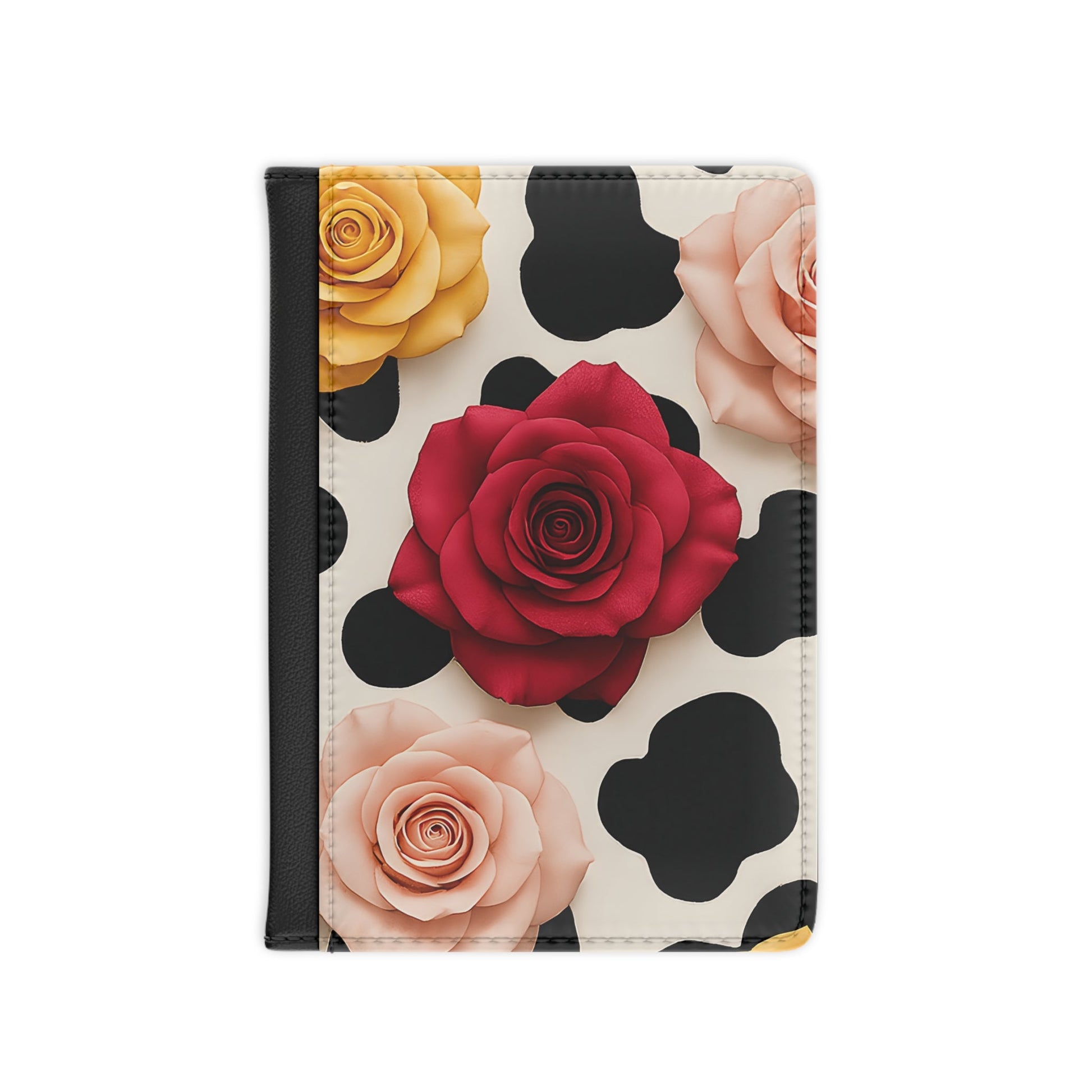 Cow Print Rose Passport Cover, Artsulli - Art is Long, Life is Short, Accessories, Size, 3.9" x 5.8", Color, Black, , , 22913384999666662488