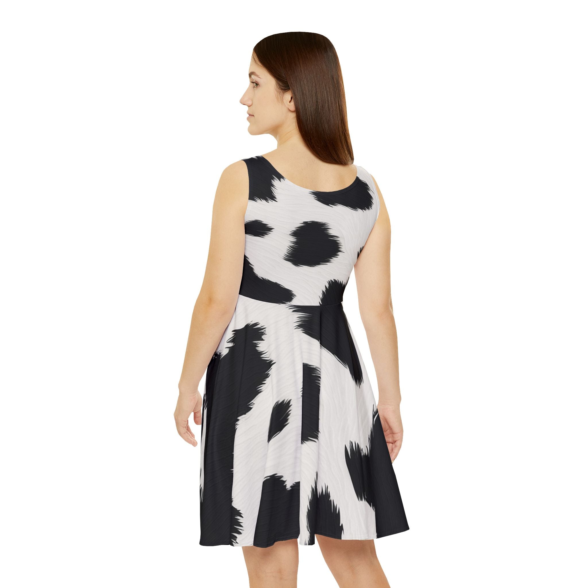 Cow Print Skater Dress, Artsulli - Art is Long, Life is Short, All Over Prints, , , , , , , 