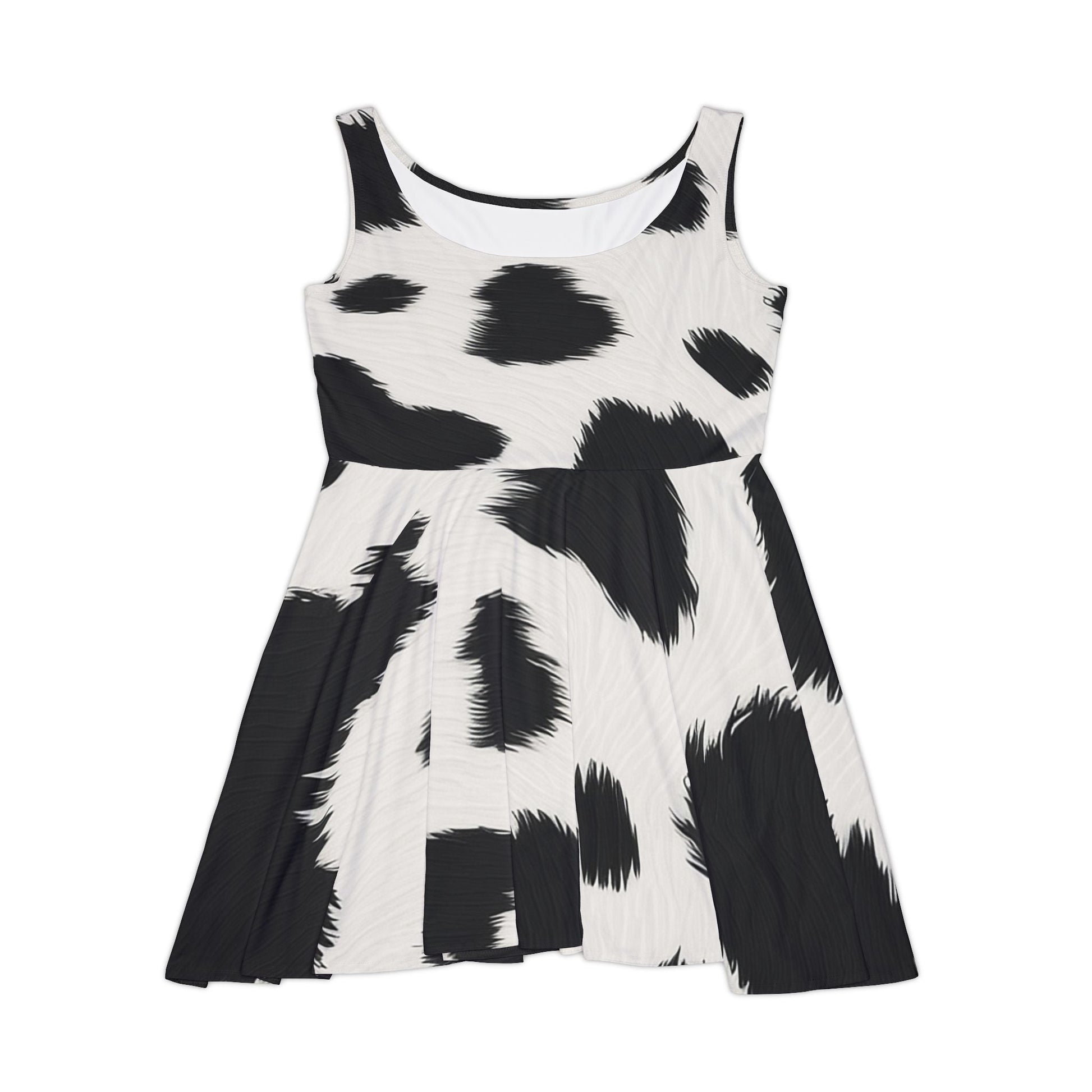 Cow Print Skater Dress, Artsulli - Art is Long, Life is Short, All Over Prints, Size, XS, , , , , 19298326636770569538