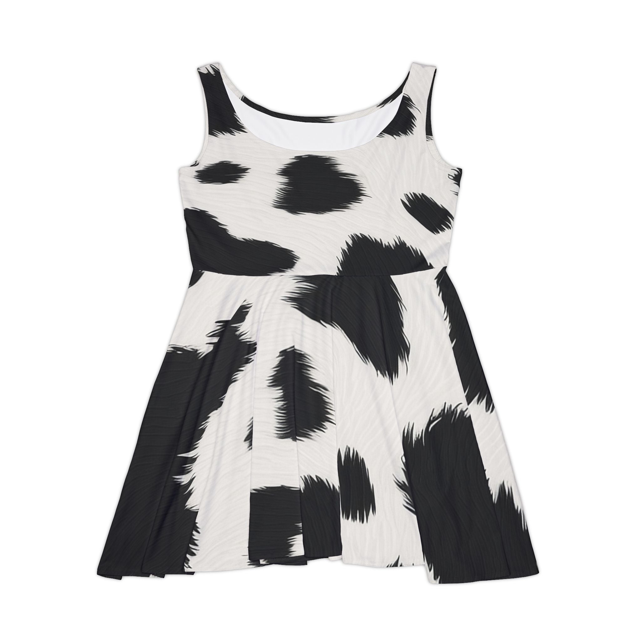 Cow Print Skater Dress, Artsulli - Art is Long, Life is Short, All Over Prints, Size, XS, , , , , 19298326636770569538